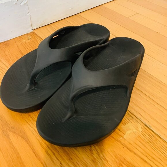 OOFOS OOriginal Sandals Navy Blue Mens 11 Womens 13 Thong Flip Flop - Picture 7 of 16